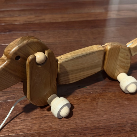 BAJO Pull Along DACHSHUND Wiener Dog 15" Wooden Toddler Pull Rolling Toy Poland - Picture 10 of 11